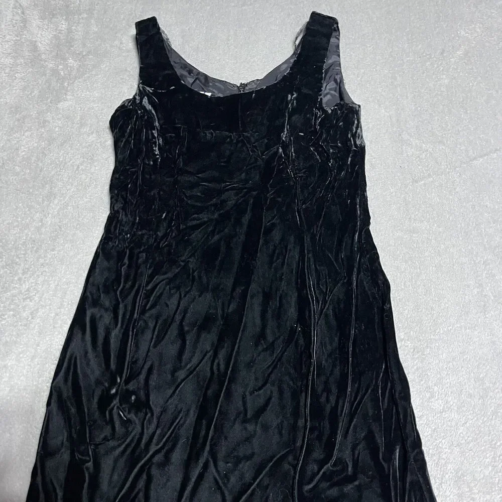 Vintage Black Velvet Evening Dress Womens 8 Sleeveless Grunge 80s‎ - Picture 3 of 7